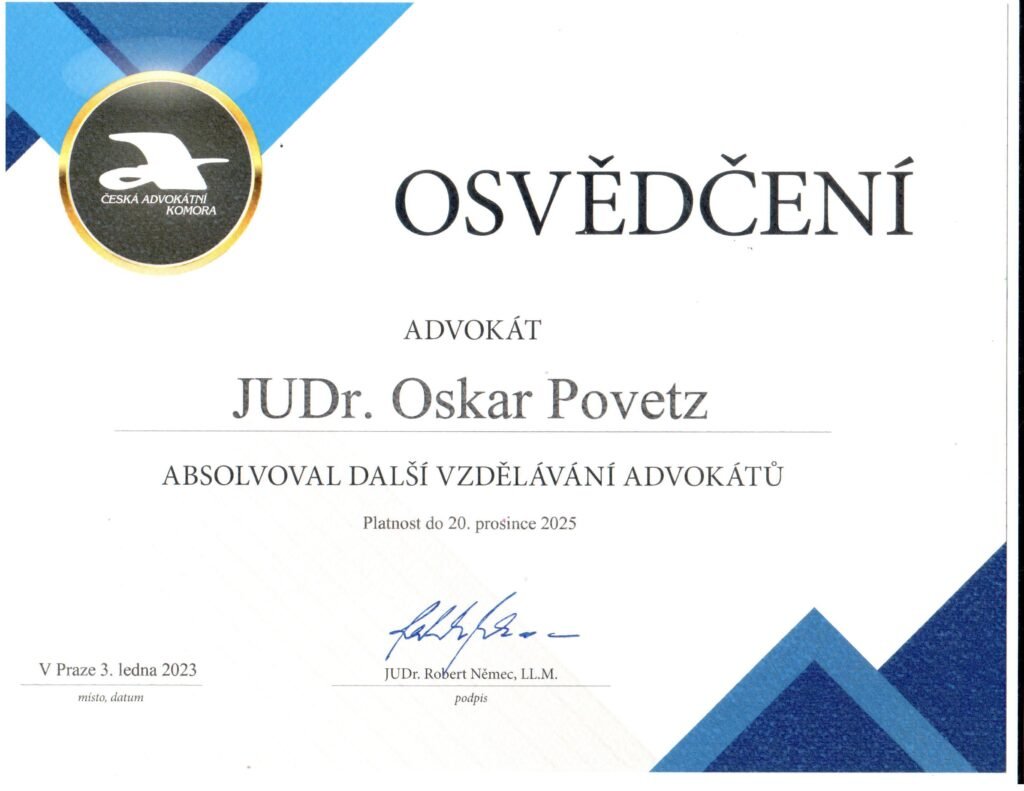 Osvědčení České advokátní komory